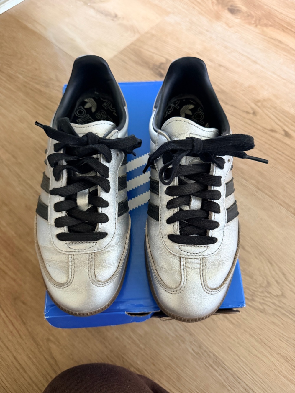 adidas Silver and Black Classic Low-Top Sneakers